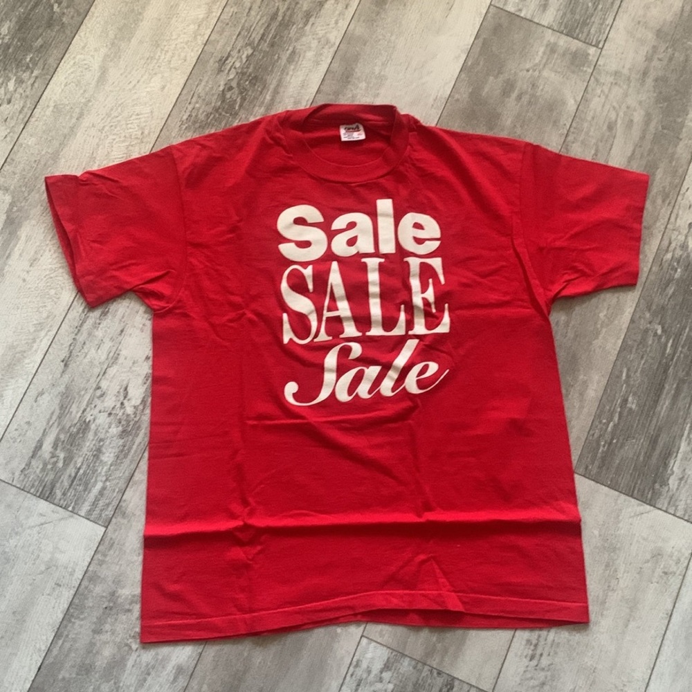 Vintage Single stitch Red-white Short Sleeve T-shirt Sale Shirt